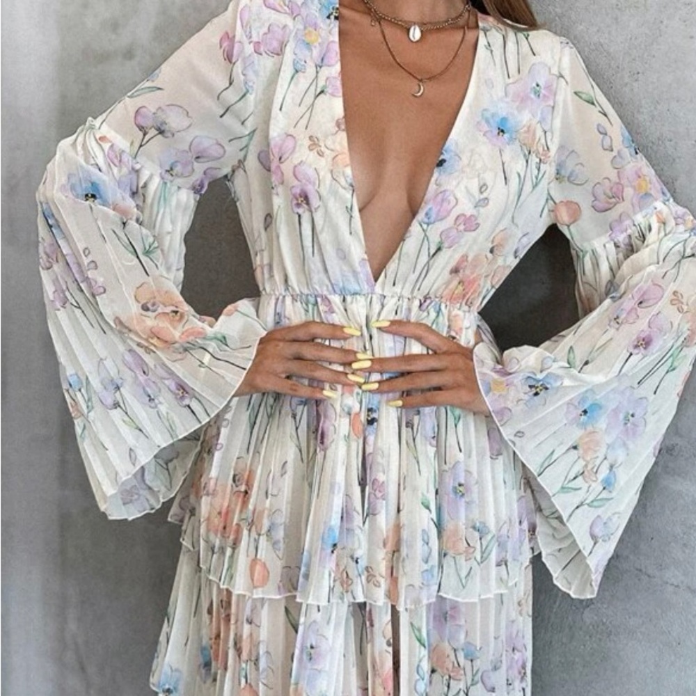 Colored pink and white dress for summer..